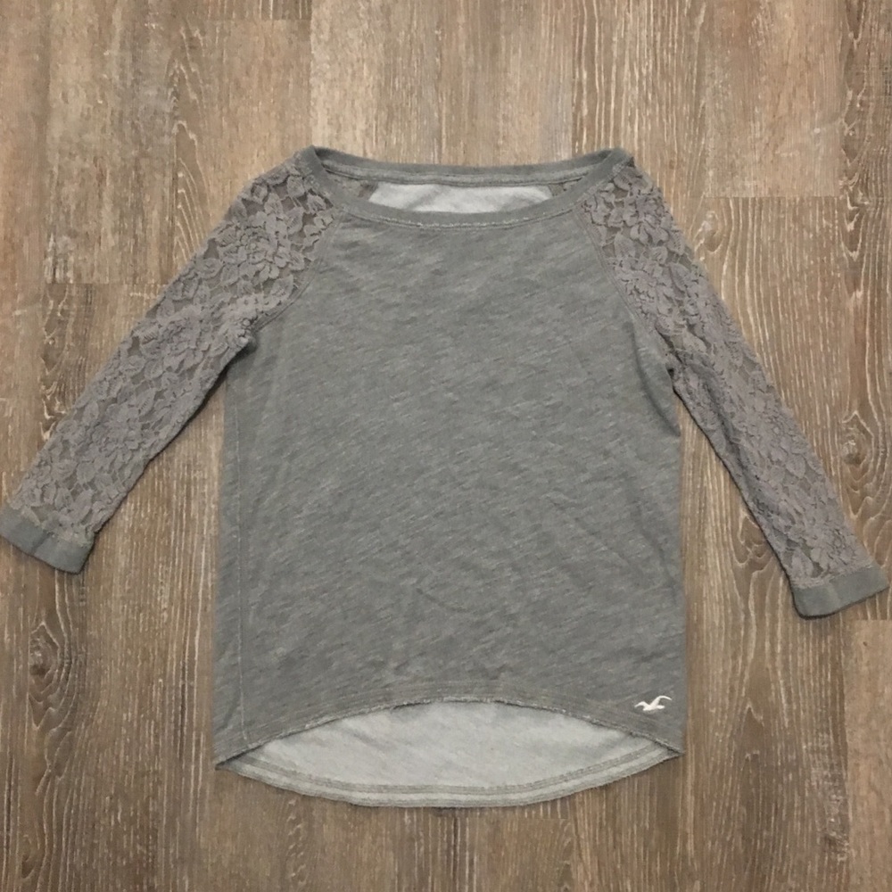 Hollister XS gray sweatshirt lace sleeves